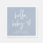 Serviette En Papier MARLO Modern Boho Dusty Blue Hello Baby shower (Devant)