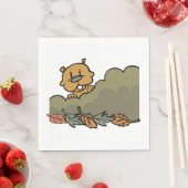Serviette En Papier Marmotte De Terre À Travers Les Arbustes D'Automne (En situation)