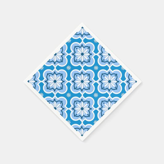 Serviette En Papier Marocain en tuiles motif - Bleu et Blanc (Coin)