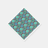 Serviette En Papier Marocain Turquoise Turquoise Blue Quatrefoil Motif (Coin)