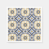 Serviette En Papier Marocain vif bleu jaune complexe ornement (Devant)