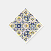 Serviette En Papier Marocain vif bleu jaune complexe ornement (Coin)