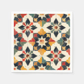 Serviette En Papier Marocain Zellij Rouge Jaune et Vert (Devant)