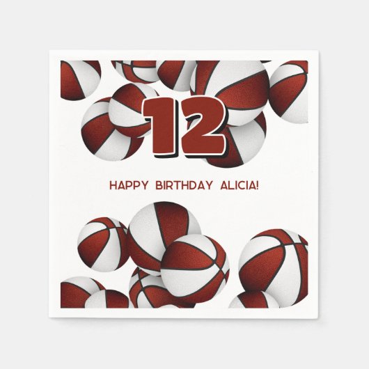 Serviette En Papier maroon basket-ball filles garçons (Devant)