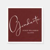 Serviette En Papier Maroon de graduation de script moderne (Devant)