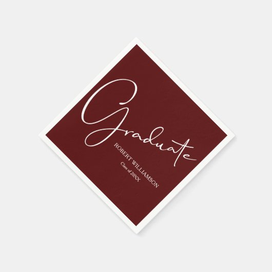Serviette En Papier Maroon de graduation de script moderne (Coin)