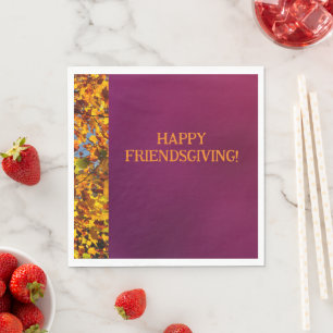 Serviette En Papier Maroon Feuilles Thanksgiving Friendsgiving