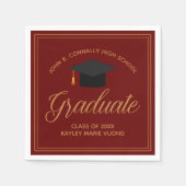 Serviette En Papier Maroon Gold Graduation sur mesure (Devant)