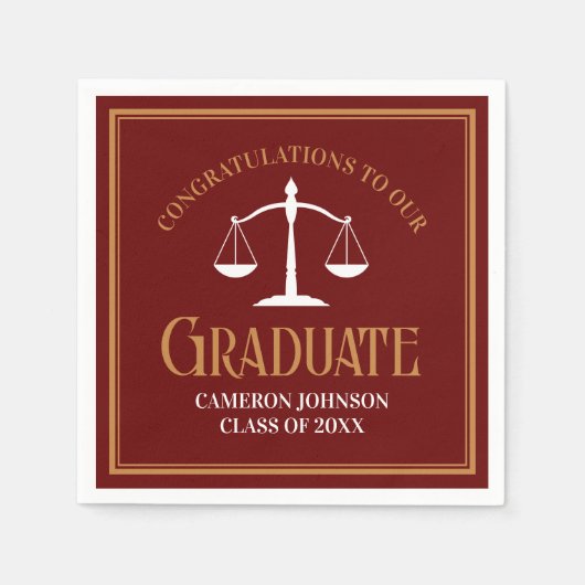 Serviette En Papier Maroon Gold Law School Graduation Party (Devant)