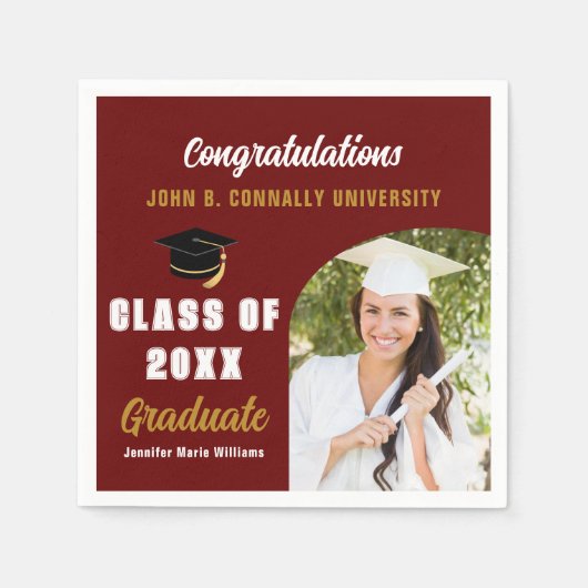 Serviette En Papier Maroon Graduate Photo Arch Custom Graduate Party (Devant)