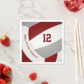 Serviette En Papier Maroon gris filles volley-ball (En situation)