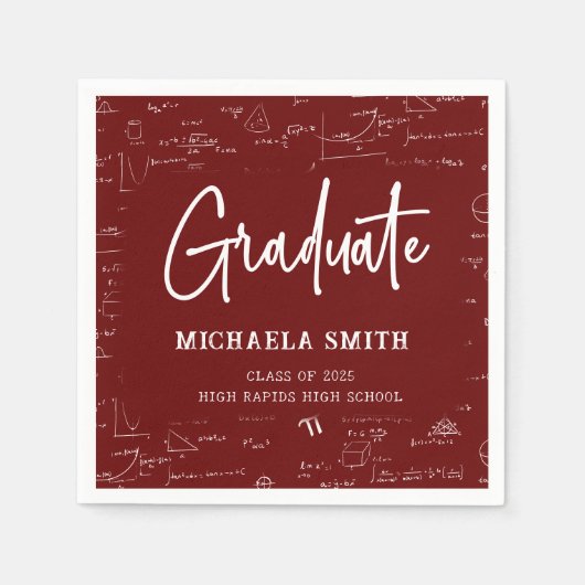 Serviette En Papier Maroon High School Math Graduate Party (Devant)