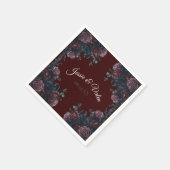 Serviette En Papier Maroon Mariage Floral d'automne (Coin)