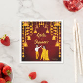 Serviette En Papier Maroon mariage indien Haldi Mehndi Sangeet jaune (En situation)