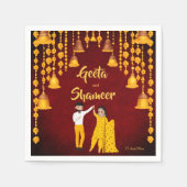 Serviette En Papier Maroon mariage indien Haldi Mehndi Sangeet jaune (Devant)