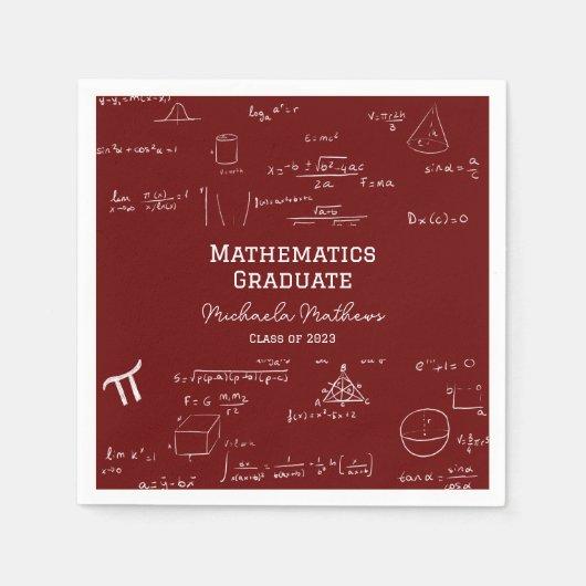 Serviette En Papier Maroon Mathematics Graduate Class of Graduation (Devant)