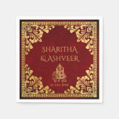 Serviette En Papier Maroon or éléphant Indien mariées luxe mariage (Devant)
