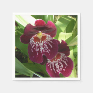 Serviette En Papier Maroon Orchids II