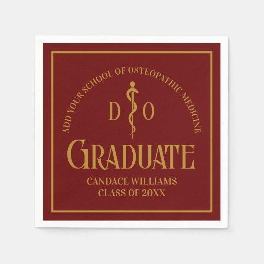 Serviette En Papier Maroon Osteopathic Médicale School Graduation Part (Devant)