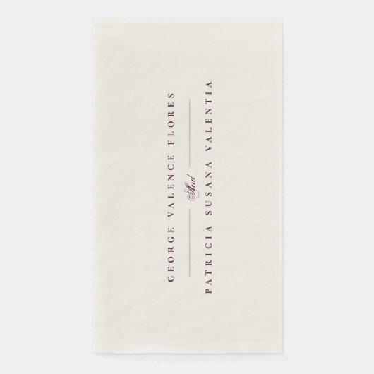 Serviette En Papier Maroon Plum Calligraphie Formale Mariage Élégant (Devant)