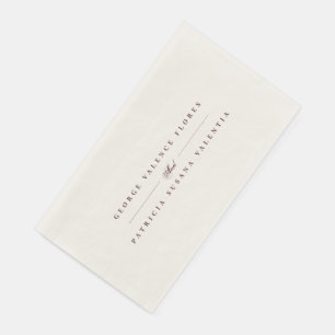 Serviette En Papier Maroon Plum Calligraphie Formale Mariage Élégant