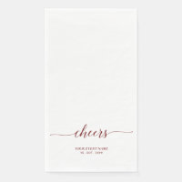 Maroon Red Elegant Script Lettres Evénement Cheers