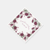 Serviette En Papier Maroon Rose Wedding (Coin)