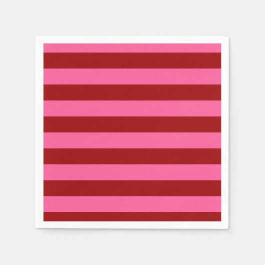 Serviette En Papier Maroon Rouge rose rayures Design (Devant)