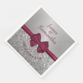 Serviette En Papier Maroon Satin Bow & Silver - (Coin)