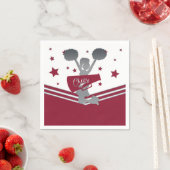 Serviette En Papier Maroon & Silver Stars Cheer Cheer Party (En situation)