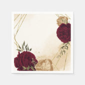 Serviette En Papier Maroon vert beige or botanique mariage (Devant)