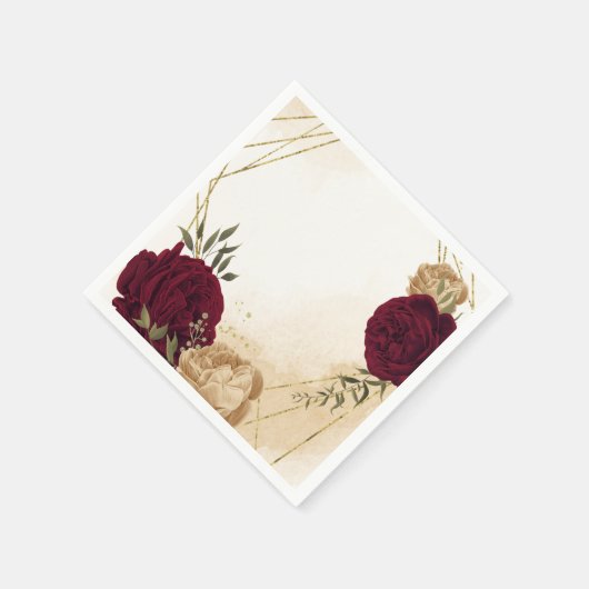 Serviette En Papier Maroon vert beige or botanique mariage (Coin)