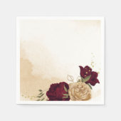 Serviette En Papier Maroon vert beige or botanique mariage (Devant)