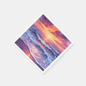 Serviette En Papier Marque violette | Violet Sunset Ocean Waves Peint (Coin)