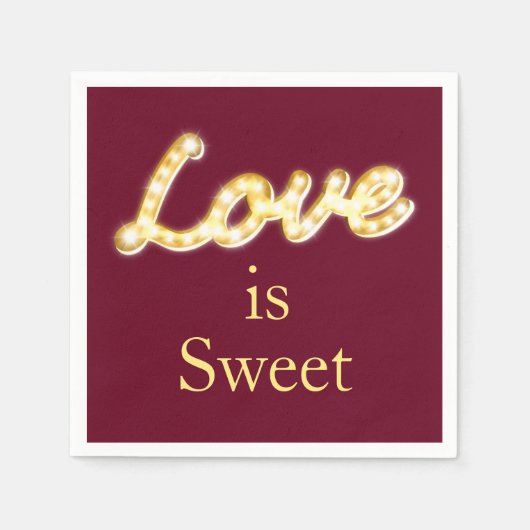 Serviette En Papier Marquee Lights Love is Sweet - marsala (Devant)