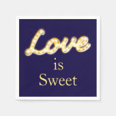 Serviette En Papier Marquee Lights Love is Sweet Napkin - bleu (Devant)