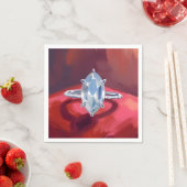 Serviette En Papier Marquise Diamond Engagement Ring Red Watercolor (En situation)