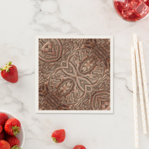 Serviette En Papier Marron Cuir Cowboy Rustique Country Western Party 