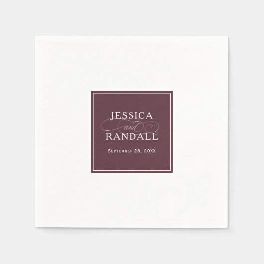 Serviette En Papier Marsala Burgundy Red Classic Mariage d'élégance (Devant)