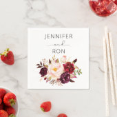 Serviette En Papier Marsala de Bourgogne et Flore de Bleu - Blanc (En situation)