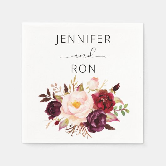 Serviette En Papier Marsala de Bourgogne et Flore de Bleu - Blanc (Devant)