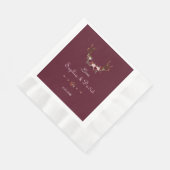 Serviette En Papier Marsala de Bourgogne Floral Antlers Mariage (Coin)