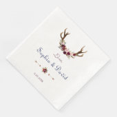 Serviette En Papier Marsala Floral Antlers Mariage de automne bleu mar (Coin)