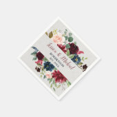 Serviette En Papier Marsala & Navy Floral Shabby Chic Mariage Cocktail (Coin)