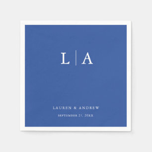 Serviette En Papier Marseille Bleu Monogramme Simple minimaliste Maria