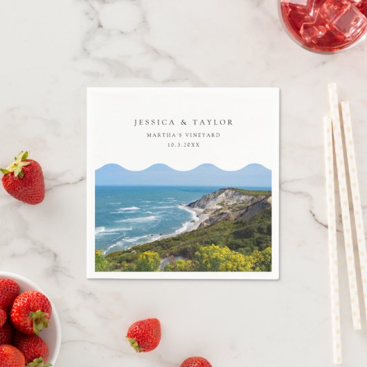 Serviette En Papier Martha's Vineyard Mariage Custom Cocktail Napkins (En situation)