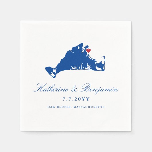 Serviette En Papier Martha's Vineyard Oak Bluffs Marine Mariage Napkin (Devant)