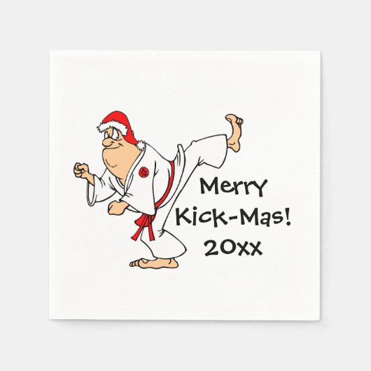 Serviette En Papier Martial Arts Merry Kick Mas Noël Party (Devant)