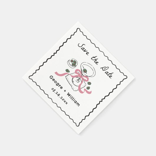 Serviette En Papier Martini à main Mariage moderne et capricieux (Coin)