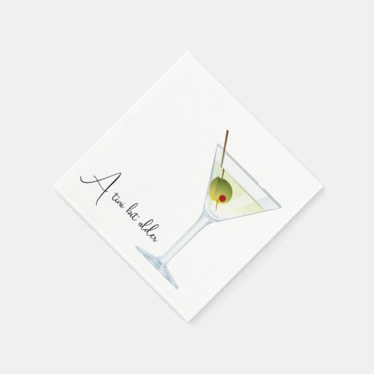 Serviette En Papier Martini Anniversaire Sur Blanc (Coin)